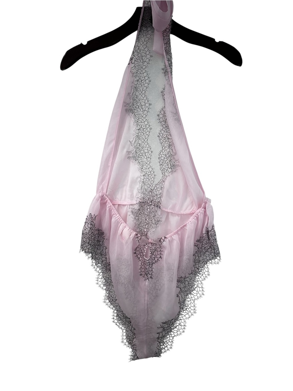 Victoria Secret Bundle of Sheer Pink Lace and Black Floral Romper Set nightie - Picture 2 of 13